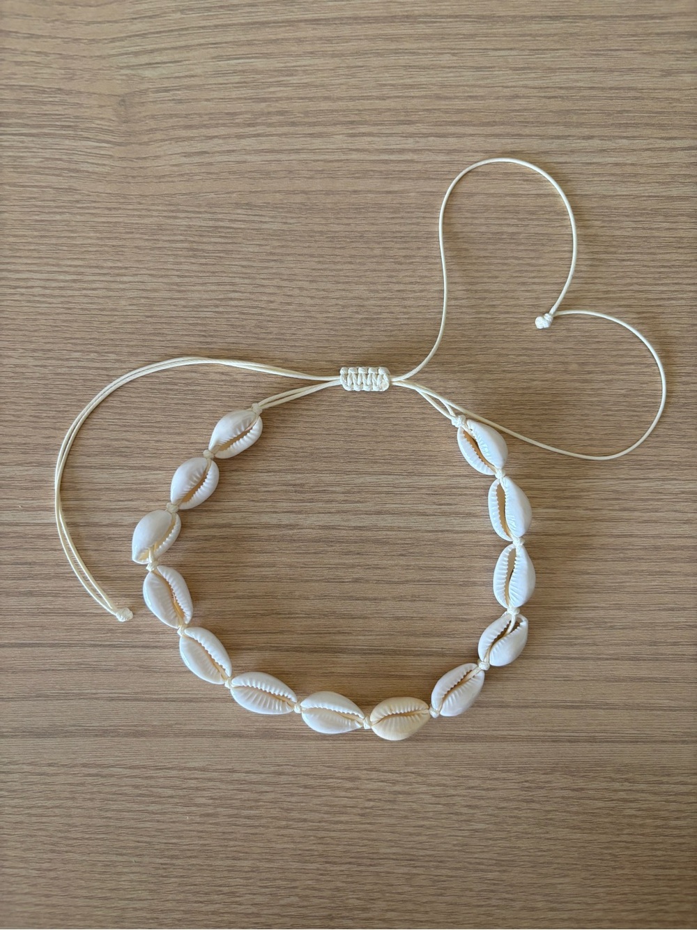 White Seashell Choker Necklace Adjustable String Boho Beach Summer Coastal